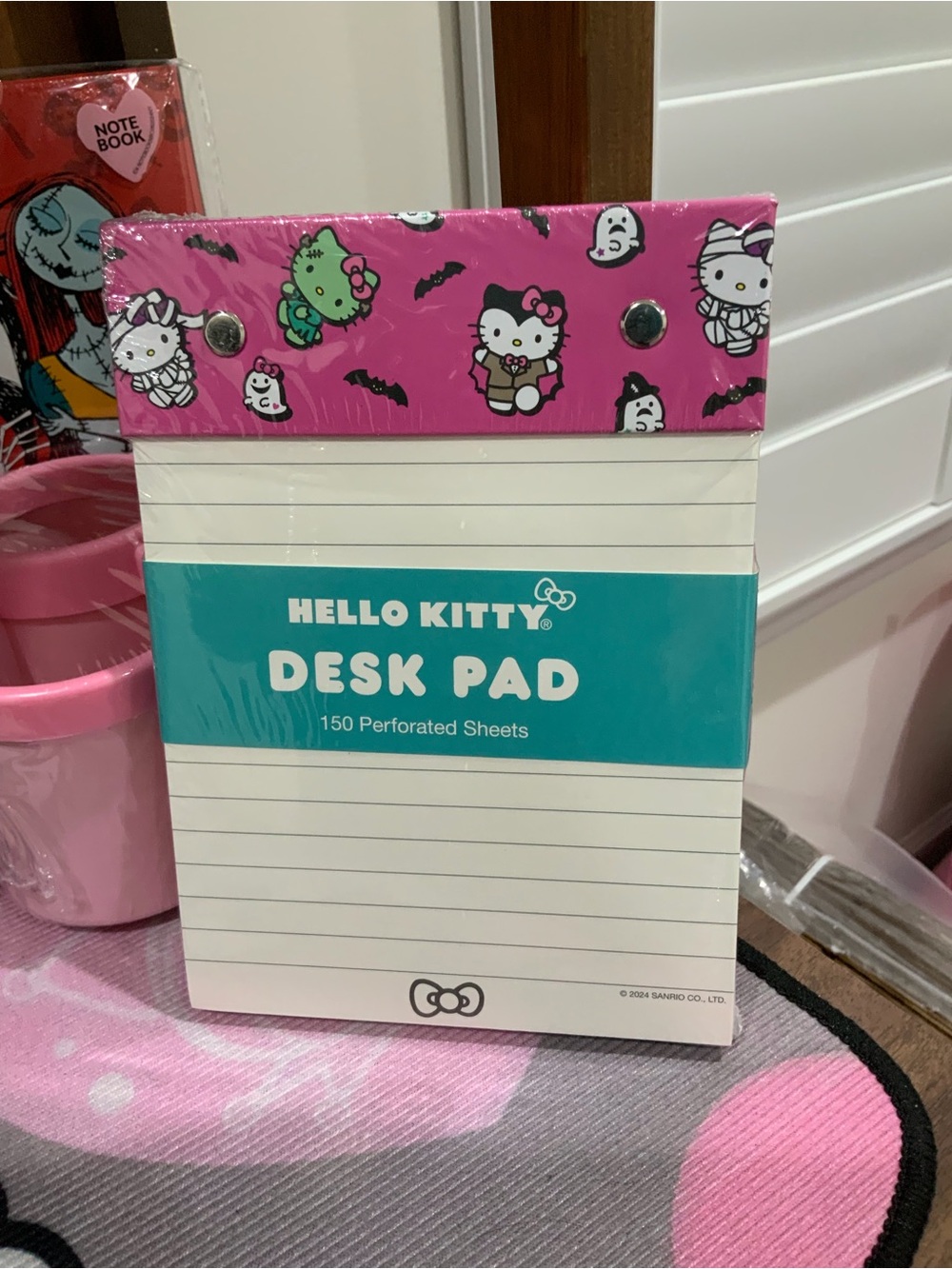 Hello Kitty Pink & Teal Lined Desk Pad